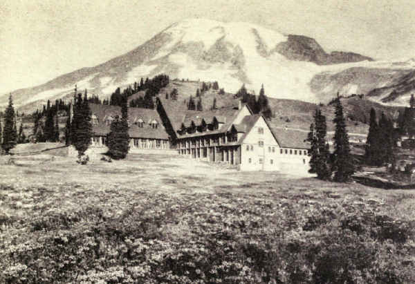 MOUNT RAINIER AND PARADISE INN IN SUMMER